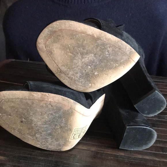 🚨B2G1 KARL LAGERFELD Black Leather Open Toe Block Heels - Picture 8 of 8